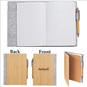 A5 ECO-friendly Book Felt Fabric Bamboo Cover Notebook with Recycled Pen
